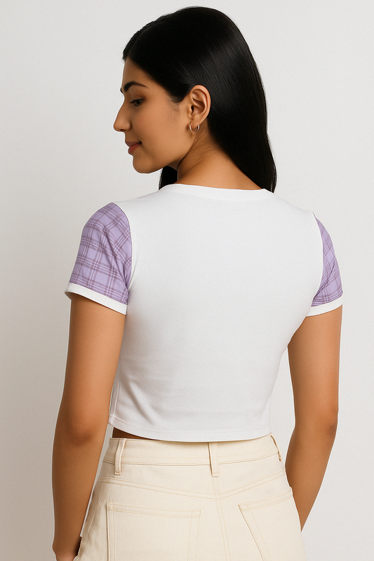 Inspire Lavender Plaid Crop Top