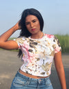 Floral-Satin crop top