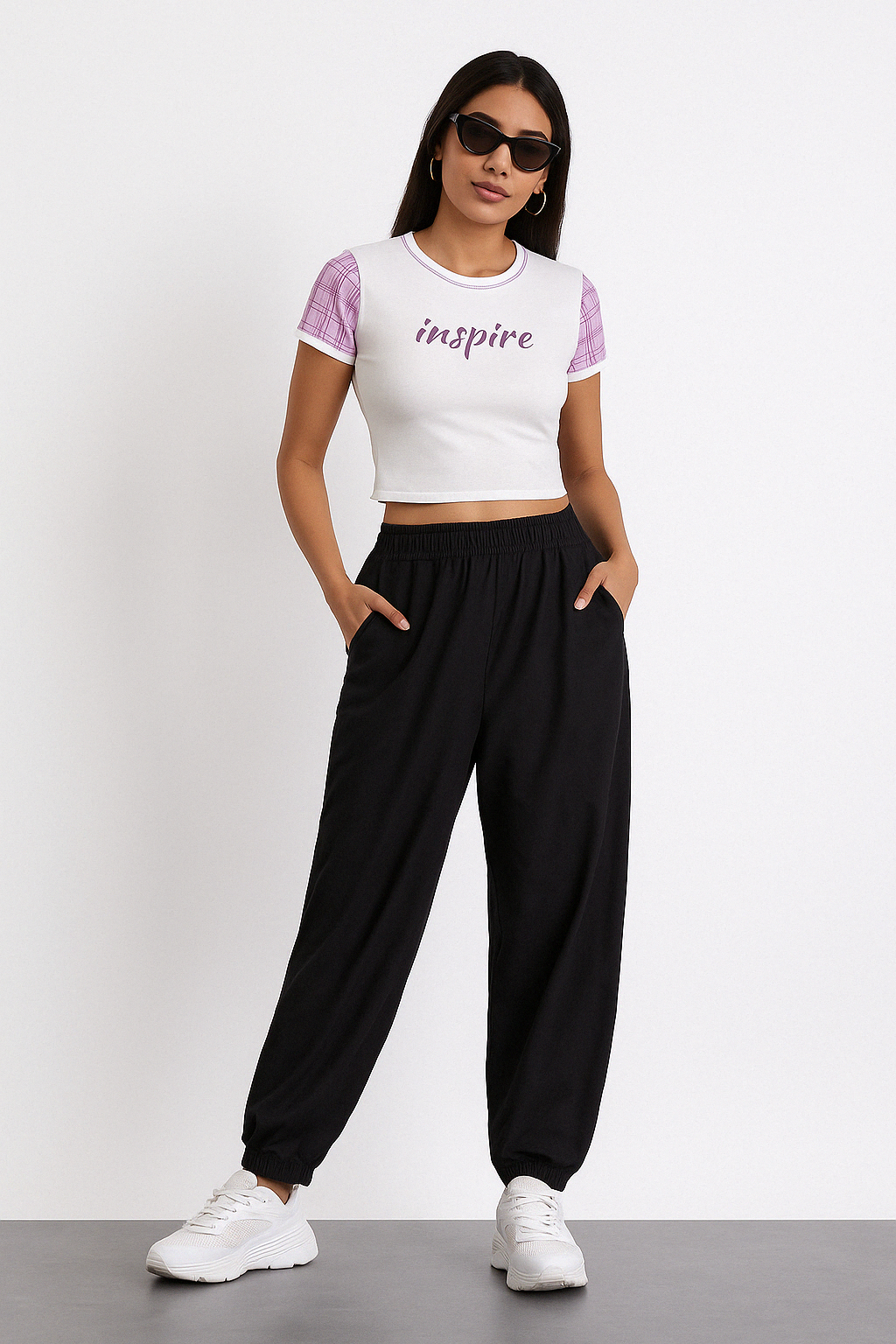 Inspire Lavender Plaid Crop Top