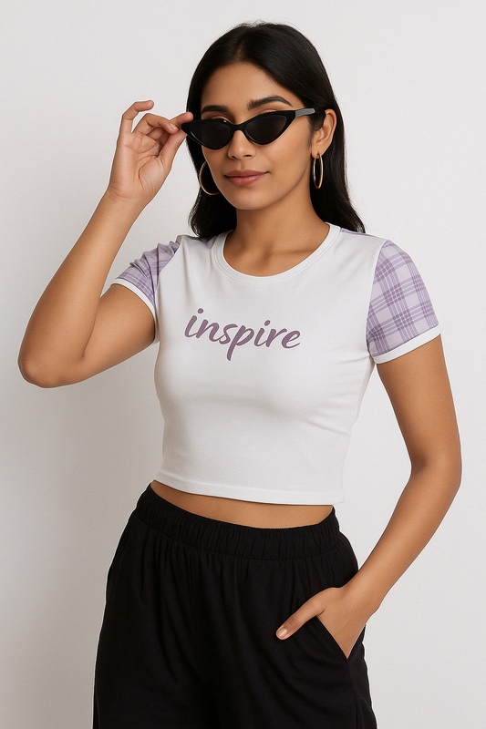 Inspire Lavender Plaid Crop Top